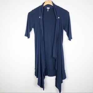 Anthropologie Navy Cropped-Sleeve Cardigan